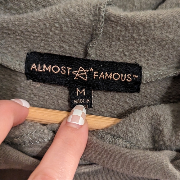 Almost Famous Long Army Green Drawstring Hoodie - Picture 4 of 7